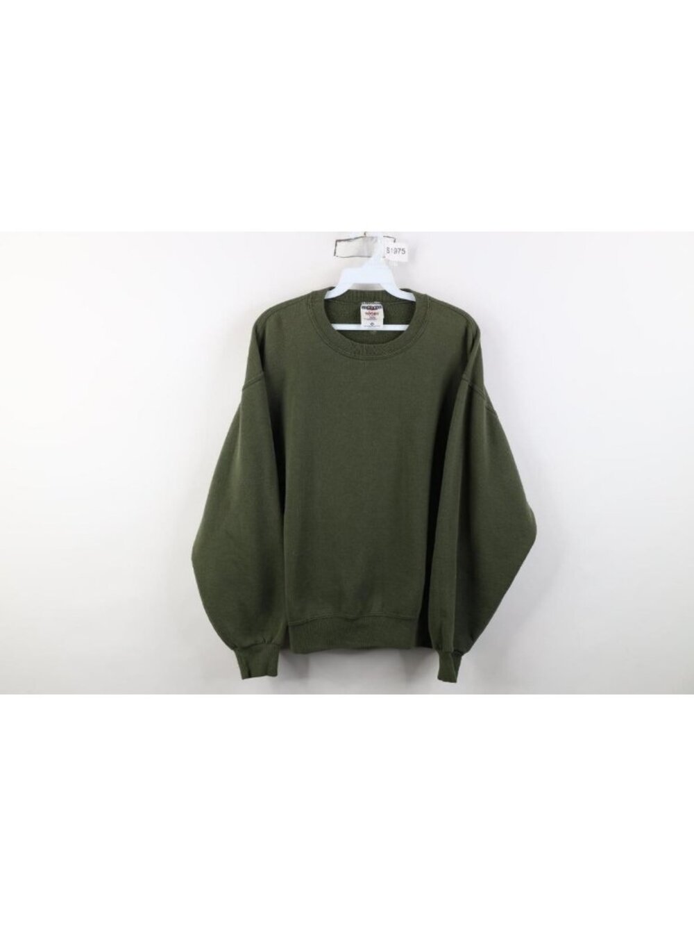 Vtg 90s Streetwear Mens Medium Faded Blank Crewneck Sweatshirt Olive Green USA